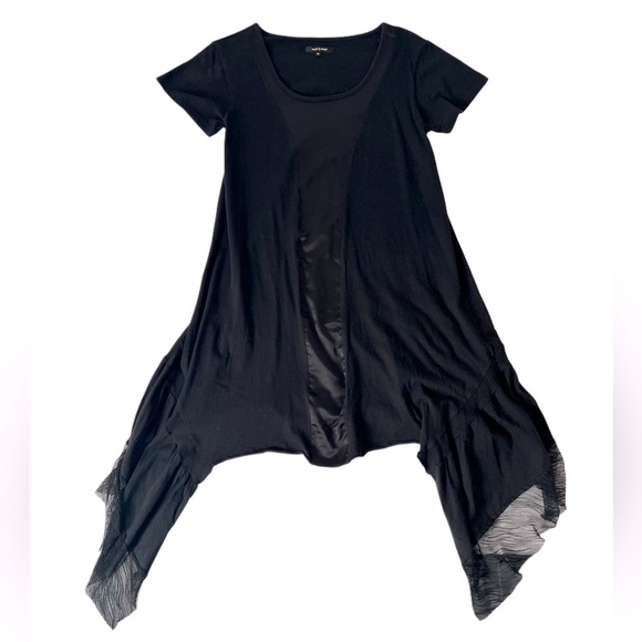 Tout a Coup Asymmetric Midi Black Cotton blend Mesh Whimsigoth grunge Dress M - Picture 8 of 16